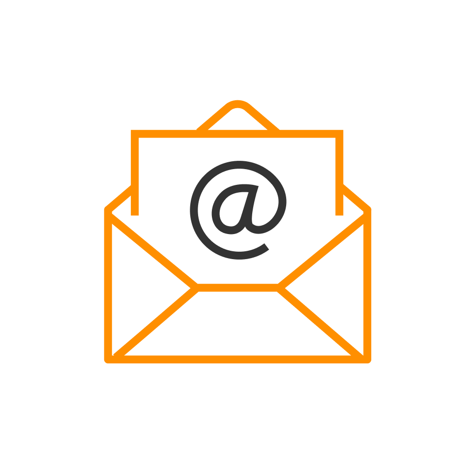 orange and black email icon